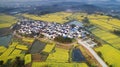 Aerial photo of 10,000 mu rape flower field in nanjing, jiangsu province, China