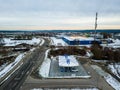 Aerial photo of the newly opened electric vehicle charging station operated by EnBW in Rutesheim near Stuttgart at the