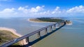 Aerial photo of Noirmoutier island bridge in Vendee