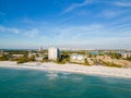 Aerial photo oceanfront hotels and condominium buildings Lido Beach Key Sarasota FL USA
