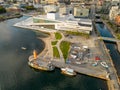 Aerial photo Oslo Opera House and public park space Royalty Free Stock Photo