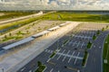 Aerial photo park and ride lot and bus stop platform