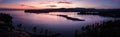 Aerial photo, peaceful ocean sunset, Whiffen Spit, Sooke, Vancouver Island Royalty Free Stock Photo