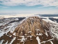 Aerial Photo of a pearl Bashkortostan - Toratau, Tra-Tau winter season. Royalty Free Stock Photo