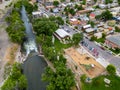 Aerial photo people surfing on the Arkansas River in Salida Colorado