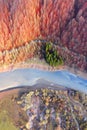 Aerial photo plastic waste from a drone