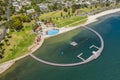 Aerial photo of a swimming enclosure at Geelong, Australia