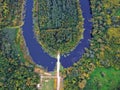 Aerial photo of a river in Hungary