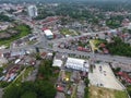 Aerial photo of a road junction in a town