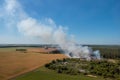 Aerial photo of rubbish dump in fire