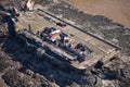 Aerial photo of ruined Birnbeck Pier near Weston Super Mare, England Royalty Free Stock Photo