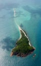 An aerial photo of a small island in Whitsundays in Australia Royalty Free Stock Photo
