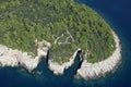 Aerial photo of Lokrum island near Dubrovnik Royalty Free Stock Photo