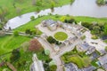 Aerial photo of the small village of Ripley in Harrogate, North Yorkshire in the UK showing the historical British Ripley Castle Royalty Free Stock Photo