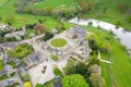 Aerial photo of the small village of Ripley in Harrogate, North Yorkshire in the UK showing the historical British Ripley Castle Royalty Free Stock Photo