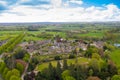 Aerial photo of the small village of Ripley in Harrogate, North Yorkshire in the UK showing the historical British Ripley Castle Royalty Free Stock Photo