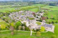 Aerial photo of the small village of Ripley in Harrogate, North Yorkshire in the UK showing the historical British Ripley Castle Royalty Free Stock Photo