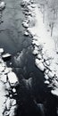 Winter Aerial Photography: Snow Covered River In Black And White