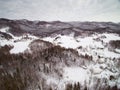 Aerial photo of a snowi country - Gora plateau in western Sloven