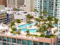 Aerial photo Summer vacation pool party Miami