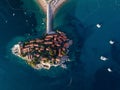 Aerial photo of Sveti Stefan island in Budva