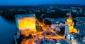 Aerial photo of Tarascon Castle in evening Royalty Free Stock Photo