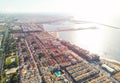 Aerial photo of Torrevieja cityscape during sunrise. Costa Blanca, Spain Royalty Free Stock Photo