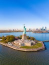Aerial photo tour to the Statue of Liberty New York. This is a top destination when visiting the USA Royalty Free Stock Photo