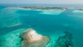 Aerial photo of the tropical islands in lagoon at the middle of indian ocean Royalty Free Stock Photo