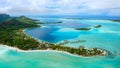 Bora Bora, French Polynesia, aerial view of island in the South Pacific Ocean