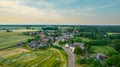 Aerial photo of a typical Polish hosing estate in the mountains towns, taken on a sunny part cloudy day using a drone, showing the Royalty Free Stock Photo