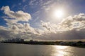 Aerial photo unset over miami saturated colors