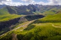 The aerial photo of valley of Jily Su, in the Caucasus mountains of Kabardino-Balkar Republic.