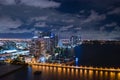 Aerial photo Venetian Causeway Edgewater Miami at night Royalty Free Stock Photo