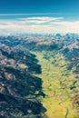 Aerial photo view over green valley Royalty Free Stock Photo