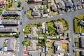 Aerial photo of the village of Cleckheaton in Yorkshire in the UK showing a top down view of a typical British housing estate, Royalty Free Stock Photo