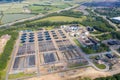 Aerial photo of a waste water recycling complex located in the town of Milton Keynes in the UK