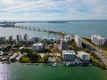 Aerial photo waterfront condominiums Sarasota FL Royalty Free Stock Photo