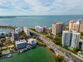 Aerial photo waterfront condominiums Sarasota FL Royalty Free Stock Photo