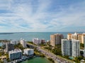 Aerial photo waterfront condominiums Sarasota FL Royalty Free Stock Photo