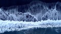 Aerial photo of waves on black sand beach. Royalty Free Stock Photo