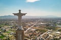 Aerial view Statue of Christ on top of Monteagudo Castle Murcia, Spain