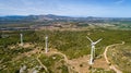 Aerial photo of wind turbines in the Corbieres mountains
