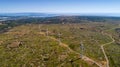Aerial photo of wind turbines in the Corbieres mountains