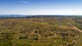 Aerial photo of wind turbines in the Corbieres mountains