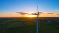Aerial Photo Of Wind Turbines At Sunset In Sainte Pazanne