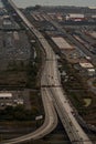 Aerial photograph of the approach road to the Newark Bay Bridge Royalty Free Stock Photo