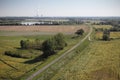 Dykes of the Loire Valley seen from the sky in the Center-Val-de-Loire region, France Royalty Free Stock Photo