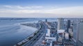 Aerial photograph of the marginal of Luanda, Angola. Africa.Difference between new and old buildings.