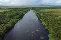Aerial photograph of the river in the Orinoco Delta, Venezuela